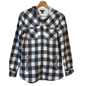 Eddie Bauer Womens Buffalo Check Flannel Shirt Jacket size XS Hooded NWT Forest